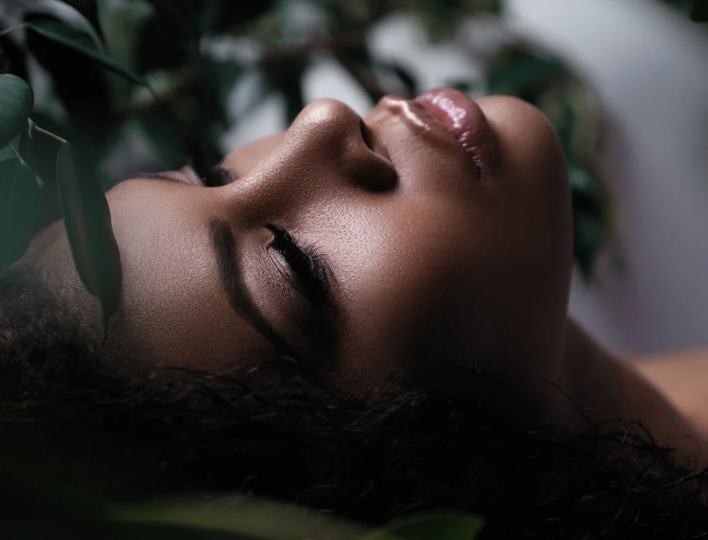 relaxed woman with beautiful skin